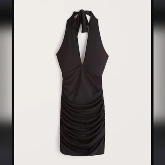 Abercrombie & Fitch Multiway Ruched Halter Mini Dress Black Small Cocktail Event - Picture 4 of 7